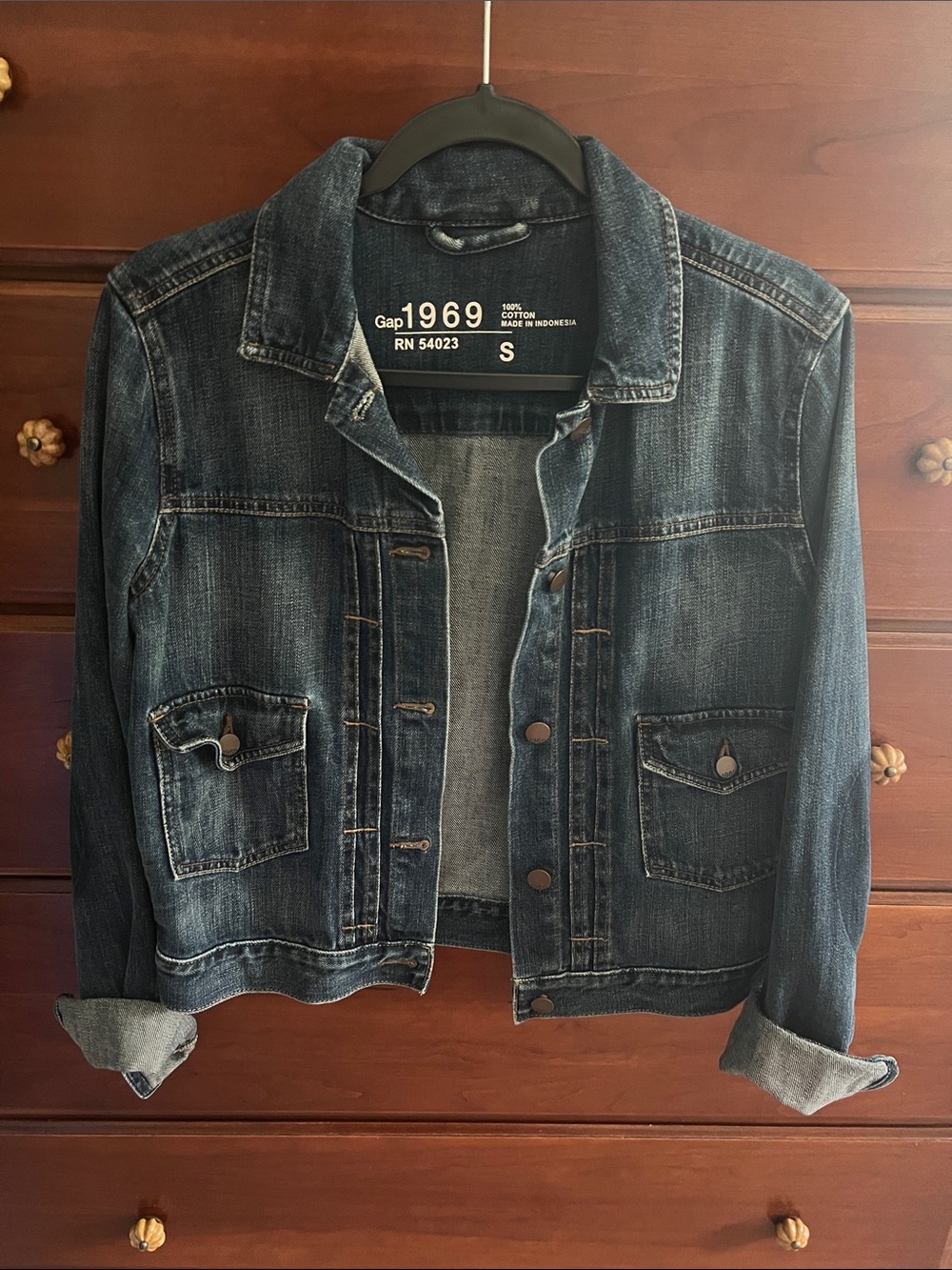 GAP 1969 Distressed Dark Blue Denim Jacket